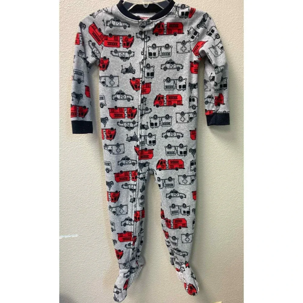 Carters 4t/4a Gray Firetruck Police Ambulance Footed‎ Pajamas Sleepwear Kids